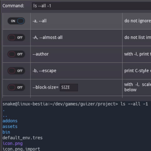 Guizer: Execute Linux Commands from a GUI Application